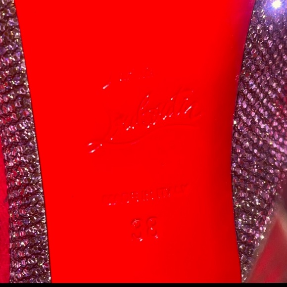 Authentic CHRISTIAN LOUBOUTIN glitter heals pink gold  SIZE 38 (8US) sling back - Picture 11 of 11